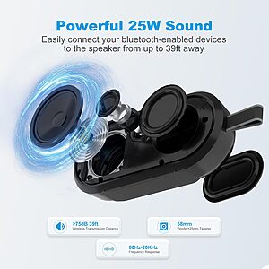 Φορητό Bluetooth Speaker J-BRAUV Flex, ενισχυμένο βαθύ μπάσο, 40W Loud Stereo Sound, BT5.3, ενσωματωμένο μικρόφωνο, αδιάβροχο IP67 μαύρο - Εικόνα 2