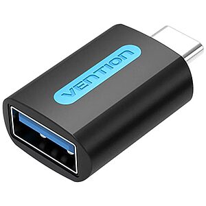 VENTION USB-C Male to USB 3.0 Female OTG Adapter Black PVC Type (CDUB0) (VENCDUB0)
