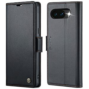 Flip Πορτοφόλι από Συνθετικό Δέρμα (PU) για Google Pixel 10a 5G (CASEME 023) σε Μαύρο — RFID προστασία, 3 θήκες καρτών & ρυθμιζόμενη βάση Stand για hands-free προβολή.