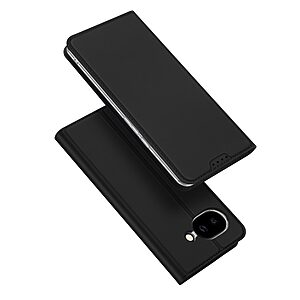 Flip Θήκη από Συνθετικό Δέρμα (PU) για Google Pixel 10a 5G (DUX DUCIS Skin Pro Series) σε Μαύρο — θήκη κάρτας & ρυθμιζόμενη βάση stand για hands-free χρήση.
