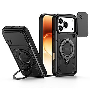 Σκληρή Πλάτη PC+TPU για Honor 600 5G / Pro 5G (OEM) σε Μαύρο — ολισθαίνον κάλυμμα κάμερας, περιστρεφόμενο Stand 360° & αντικραδασμική προστασία για καθημερινή χρήση.
