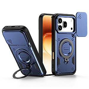Σκληρή Πλάτη PC+TPU για Honor 600 5G / Pro 5G (OEM) σε Μπλε με Stand — ολισθαίνον κάλυμμα κάμερας & περιστρεφόμενη βάση 360° για hands-free χρήση.
