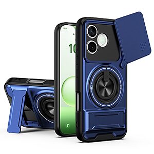 Σκληρή Πλάτη PC+TPU για Honor 600 Lite 5G (OEM) σε Μπλε με δαχτυλίδι & αναδιπλούμενη βάση — ολοκληρωμένη προστασία με μαγνητικό δαχτυλίδι & κάλυμμα κάμερας.