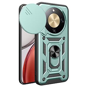 Σκληρή Πλάτη PC+TPU για Honor Magic8 Lite 5G (AMORUS) σε Πράσινο με περιστρεφόμενο Stand — στρατιωτική προστασία από πτώσεις, κάλυμμα κάμερας & μαγνητική βάση αυτοκινήτου.