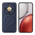 Πλάτη από Συνθετικό Δέρμα (PU) + PC για Honor Magic8 Lite 5G (OEM) σε Μπλε — υφή carbon fiber, μεταλλικός δακτύλιος για μαγνητική βάση αυτοκινήτου & ολοκληρωμένη προστασία από πτώσεις.