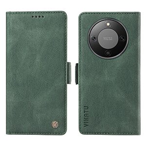 Flip Πορτοφόλι από Συνθετικό Δέρμα (PU) με TPU για Honor Magic8 Lite 5G (YIKATU YK-005) σε Πράσινο — 3 θήκες καρτών, μαγνητικό κούμπωμα & ενσωματωμένη βάση στήριξης για καθημερινή χρήση.