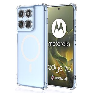 Σκληρή Πλάτη PC+TPU για Motorola Edge 70 5G (OEM) σε Διάφανο με ενσωματωμένο μαγνήτη — ενισχυμένες γωνίες & airbag δομή για ολοκληρωμένη προστασία από πτώσεις.
