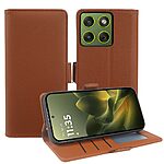 Flip Πορτοφόλι από Συνθετικό Δέρμα (PU) με TPU για Motorola Edge 70 5G (OEM) σε Καφέ — 3 θήκες καρτών, μαγνητικό κούμπωμα & ενσωματωμένη βάση στήριξης για hands-free προβολή.
