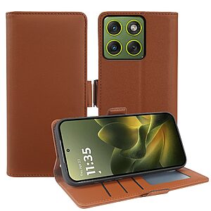 Flip Πορτοφόλι από Συνθετικό Δέρμα (PU) με TPU για Motorola Edge 70 5G (OEM) σε Καφέ — 3 θήκες καρτών, μαγνητικό κούμπωμα & ενσωματωμένη βάση στήριξης για hands-free προβολή.
