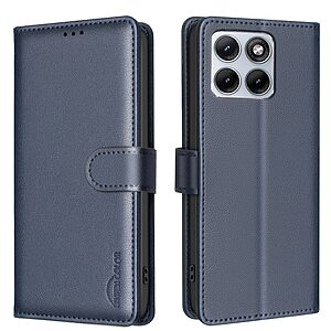 Flip Πορτοφόλι από Συνθετικό Δέρμα (PU) για Motorola Edge 70 Fusion 5G (BINFEN COLOR BF32) σε Μπλε — 3 θήκες καρτών, RFID προστασία & βάση στήριξης για καθημερινή χρήση.