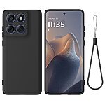 Πλάτη Σιλικόνης για Motorola Moto G57 5G (OEM) σε Μαύρο με λουράκι καρπού — απαλή εσωτερική επένδυση & ανασηκωμένα χείλη για ολοκληρωμένη καθημερινή προστασία.