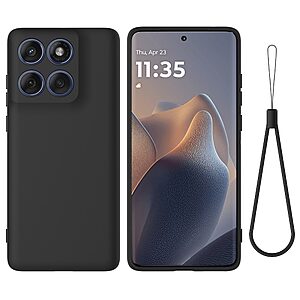 Πλάτη Σιλικόνης για Motorola Moto G57 5G (OEM) σε Μαύρο με λουράκι καρπού — απαλή εσωτερική επένδυση & ανασηκωμένα χείλη για ολοκληρωμένη καθημερινή προστασία.