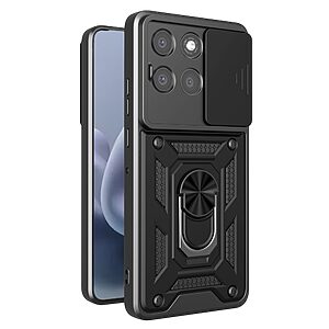 Σκληρή Πλάτη PC+TPU για Motorola Moto G87 5G / G67 5G / G77 5G (OEM) σε Μαύρο με περιστρεφόμενο Stand — στρατιωτική προστασία από πτώσεις & ασπίδα κάμερας για καθημερινή χρήση.
