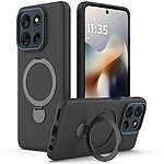 Σκληρή Πλάτη PC+TPU για Motorola Moto G87 5G / G67 5G (OEM) σε Μαύρο με περιστρεφόμενο Stand — τριπλή δομή προστασίας από πτώσεις & γρατζουνιές με μεταλλικό δαχτυλίδι 360°.