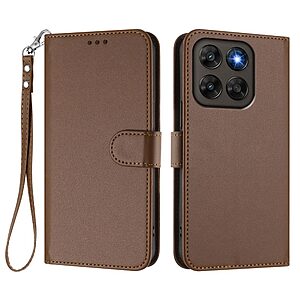 Flip Πορτοφόλι από Συνθετικό Δέρμα (PU) για Motorola Moto G87 5G / G67 5G σε Καφέ — 3 θήκες καρτών, βάση στήριξης & λουράκι καρπού για καθημερινή προστασία.