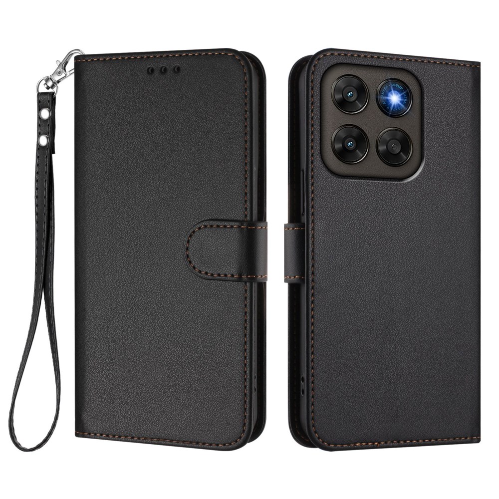 Θήκη Motorola Moto G87 5G / G67 5G - OEM - Flip Πορτοφόλι από Συνθετικό Δέρμα (PU) με TPU - Μαύρο - Wallet/Stand/Λουράκι Flip Πορτοφόλι από Συνθετικό Δέρμα (PU) για Motorola Moto G87 5G / G67 5G (OEM) σε Μαύρο — θήκες καρτών, βάση stand & λουράκι καρπού για ολοκληρωμένη καθημερινή προστασία.
