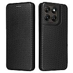 Πλάτη από Συνθετικό Δέρμα (PU) με TPU για Motorola Moto G87 5G / G67 5G (OEM) σε Μαύρο — υφή carbon fiber, θήκη κάρτας & μαγνητικό κλείσιμο για καθημερινή προστασία.