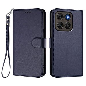 Flip Πορτοφόλι από Συνθετικό Δέρμα (PU) για Motorola Moto G87 5G / G67 5G σε Μπλε — 3 θήκες καρτών, βάση στήριξης & λουράκι καρπού για πλήρη καθημερινή προστασία.