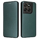 Πλάτη από Συνθετικό Δέρμα (PU) με TPU για Motorola Moto G87 5G / G67 5G (OEM) σε Πράσινο — υφή carbon fiber, θήκη κάρτας & μαγνητικό κλείσιμο για καθημερινή προστασία.
