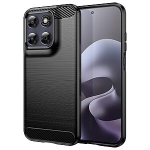 Πλάτη TPU για Motorola Moto G87 5G / G67 5G (OEM) σε Μαύρο με υφή Carbon Fiber — αντιδακτυλική επιφάνεια & ανασηκωμένα χείλη για προστασία από γρατζουνιές.