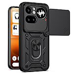 Σκληρή Πλάτη PC+TPU για Nothing Phone (4a) Pro 5G (OEM) σε Μαύρο με Stand και κινητή προστασία κάμερας — στρατιωτική αντοχή σε πτώσεις & άνετο κράτημα.