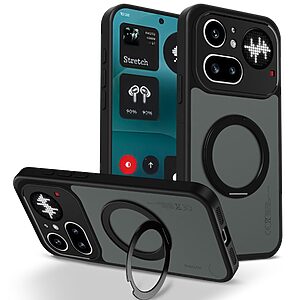 Σκληρή Πλάτη PC+TPU για Nothing Phone (4a) Pro 5G (OEM) σε Μαύρο με περιστρεφόμενο Stand 360° — πολυεπίπεδη προστασία από κρούσεις & ματ φινίρισμα για άνετο κράτημα.