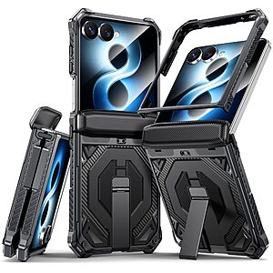 Full Body PC+TPU θήκη για Samsung Galaxy Z Flip8 5G / Flip7 5G (OEM) σε Μαύρο με ενσωματωμένο Stand — διπλής στρώσης προστασία με hinge guard & ανυψωμένο δακτύλιο κάμερας για καθημερινή ανθεκτικότητα.