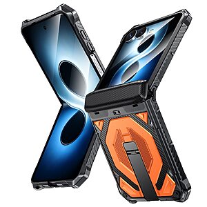 Θήκη Samsung Galaxy Z Flip8 5G / Flip7 5G - OEM - Full Body PC+TPU - Πορτοκαλί - Stand — εικόνα 2