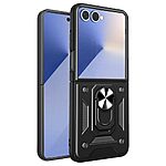 Σκληρή Πλάτη PC+TPU για Samsung Galaxy Z Flip8 5G (OEM) σε Μαύρο με περιστρεφόμενο Stand — στρατιωτική αντοχή σε πτώσεις & προστασία φακού κάμερας για καθημερινή χρήση.
