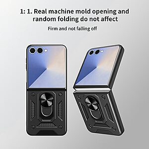 Θήκη Samsung Galaxy Z Flip8 5G - OEM - Σκληρή Πλάτη PC+TPU - Μαύρο - Stand — εικόνα 2