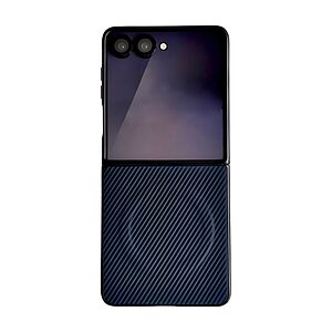 Σκληρή Πλάτη PC+TPU για Samsung Galaxy Z Flip8 5G (WANLONFENG TQ Series) σε Μπλε με MagSafe — υφή carbon fiber, αντιολισθητική λαβή & μεγάλη εγκοπή κάμερας για ολοκληρωμένη προστασία.