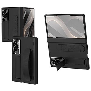 Full Body PC + Tempered Glass για Samsung Galaxy Z Fold8 5G (OEM) σε Μαύρο — ενσωματωμένο γυαλί προστασίας, kickstand & λουράκι καρπού για hands-free χρήση καθημερινά.