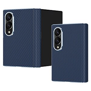 Full Body θήκη για Samsung Galaxy Z Fold8 5G (OEM) σε Μπλε με υφή Carbon Fiber — ολοκληρωμένη προστασία καμπίνας, μεντεσέ & φακού κάμερας από γρατζουνιές & κρούσεις.