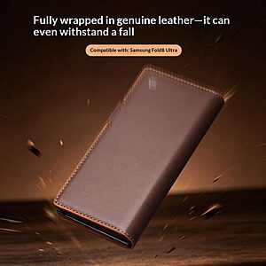 Θήκη Samsung Galaxy Z Fold8 Ultra 5G - QIALINO - Flip Θήκη από Αυθεντικό Δέρμα - Μωβ - Wallet/Stand — εικόνα 2