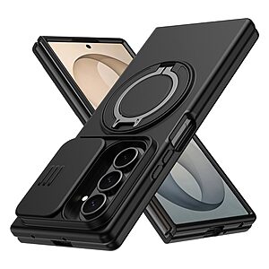 Σκληρή Πλάτη PC+TPU για Samsung Galaxy Z Fold8 Ultra 5G / Fold7 5G (OEM) σε Μαύρο με Ring Stand — ολική προστασία, συρόμενο κάλυμμα κάμερας & μαγνητική βάση για hands-free χρήση.