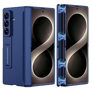 Θήκη Full Body PC για Samsung Galaxy Z Fold8 Ultra 5G (GKK) σε Μπλε — 360° προστασία μεντεσέ, 8 μαγνήτες snap-on & ρυθμιζόμενο kickstand 3 θέσεων για hands-free χρήση.