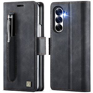 Flip Πορτοφόλι από Συνθετικό Δέρμα (PU) για Samsung Galaxy Z Fold8 Ultra 5G (AUTSPACE) σε Μαύρο — 3 θήκες καρτών, προστασία RFID & βάση στήριξης hands-free.