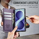 Θήκη Samsung Galaxy Z Fold8 Ultra 5G - CASEME 023 - Flip Πορτοφόλι από Συνθετικό Δέρμα (PU) με TPU - Μωβ - RFID/Wallet/Stand — εικόνα 9