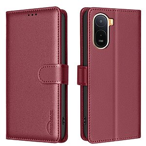 Flip Πορτοφόλι από Συνθετικό Δέρμα (PU) για Xiaomi Redmi A7 Pro (BINFEN COLOR BF32) σε Κόκκινο — προστασία RFID, 3 θήκες καρτών & βάση stand για hands-free προβολή.