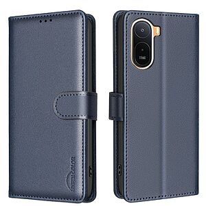 Flip Πορτοφόλι από Συνθετικό Δέρμα (PU) για Xiaomi Redmi A7 Pro (BINFEN COLOR BF32) σε Μπλε — 3 θήκες καρτών, RFID προστασία & βάση στήριξης για hands-free χρήση.