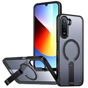 Σκληρή Πλάτη PC+TPU για Xiaomi Redmi A7 Pro (OEM) σε Μαύρο με ενσωματωμένο Stand — ανθεκτική προστασία από πτώσεις & γρατζουνιές με grid texture σχεδιασμό.