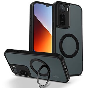 Σκληρή Πλάτη PC+TPU για Xiaomi Redmi A7 Pro (OEM) σε Μαύρο με περιστρεφόμενο Stand 360° — ενισχυμένη προστασία από πτώσεις με ματ φινίρισμα & ισχυρούς μαγνήτες N52.