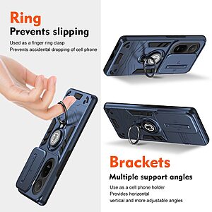 Θήκη Xiaomi Redmi A7 Pro - OEM Slide Camshield - Σκληρή Πλάτη PC+TPU - Μπλε - Stand — εικόνα 2