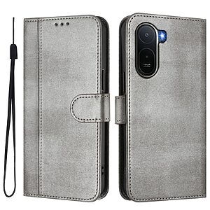 Flip Πορτοφόλι από Συνθετικό Δέρμα (PU) για Xiaomi Redmi A7 Pro σε Γκρι — θήκες καρτών, ρυθμιζόμενη βάση stand & λουράκι για hands-free χρήση καθημερινά.