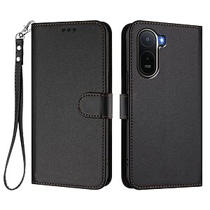 Flip Πορτοφόλι από Συνθετικό Δέρμα (PU) για Xiaomi Redmi A7 Pro (OEM) σε Μαύρο — 3 θήκες καρτών, βάση stand & λουράκι καρπού για πλήρη προστασία.