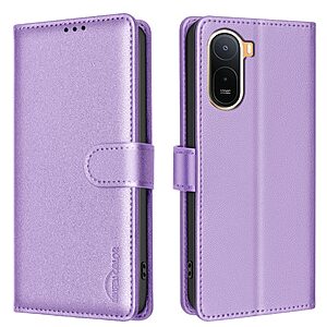 Flip Πορτοφόλι από Συνθετικό Δέρμα (PU) για Xiaomi Redmi A7 Pro (BINFEN COLOR BF32) σε Μωβ — RFID προστασία, 3 θήκες καρτών & βάση στήριξης για καθημερινή χρήση.