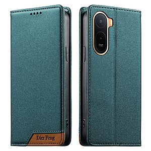 Flip Πορτοφόλι από Συνθετικό Δέρμα (PU) για Xiaomi Redmi A7 Pro (DIERFENG DF-018) σε Πράσινο — RFID προστασία, θήκες καρτών & ενσωματωμένη βάση για hands-free χρήση.