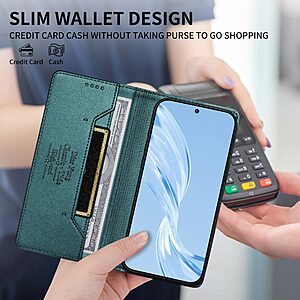 Θήκη Xiaomi Redmi A7 Pro - DIERFENG DF-018 - Flip Πορτοφόλι από Συνθετικό Δέρμα (PU) με TPU - Πράσινο - RFID/Wallet/Stand — εικόνα 2