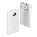 Λευκό power bank με έξυπνη ψηφιακή οθόνη και ενσωματωμένα καλώδια USB-C & Lightning - Φόρτισε μέχρι 3 συσκευές ταυτόχρονα χωρίς να κουβαλάς επιπλέον καλώδια, ιδανικό για καθημερινή χρήση