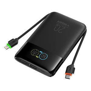 Compact power bank με έξυπνη έγχρωμη οθόνη και ενσωματωμένα καλώδια Lightning & USB-C - Φόρτιση 20W χωρίς επιπλέον καλώδια, χωρητικότητα 10000mAh για ολοήμερη αυτονομία στις μετακινήσεις σας